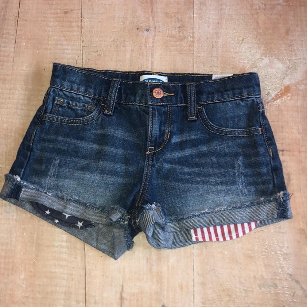 Old navy size girls 7 denim short with flag pocket